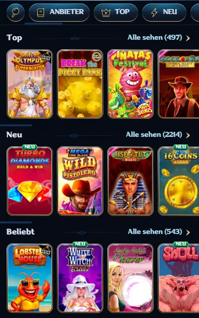 Millioner Casino Spielauswahl